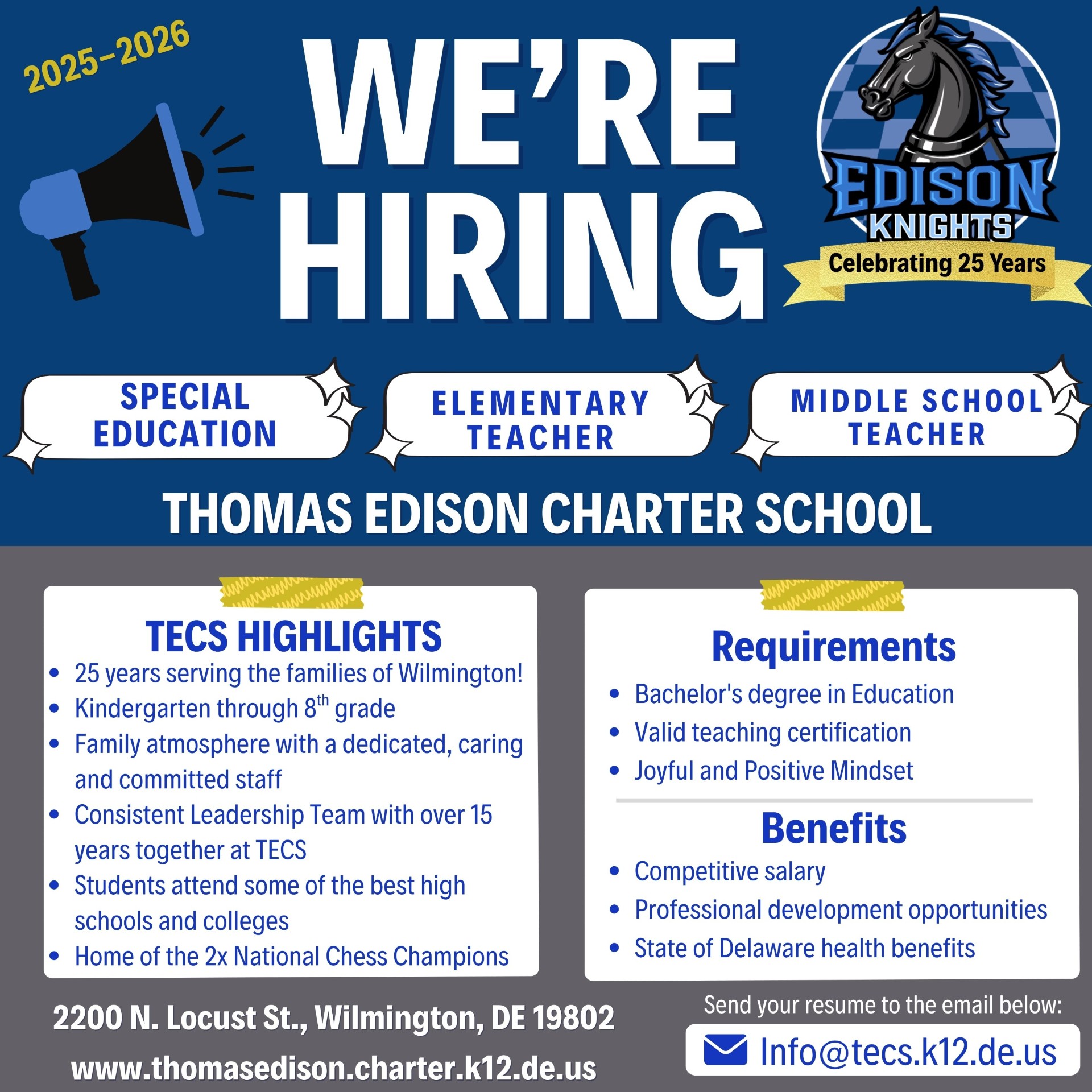 Thomas Edison Charter School - We're Hiring